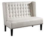 Beauland Ivory Fabric Wingback Accent Bench