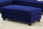 Ginger Indigo Velvet XL Cocktail Ottoman with Nailheads