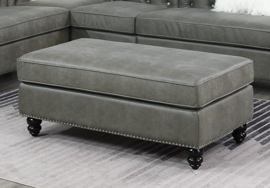 Ginger Slate Grey Breathable Leatherette Cocktail Ottoman