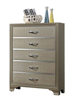 Carine Champagne Wood 5-Drawer Chest