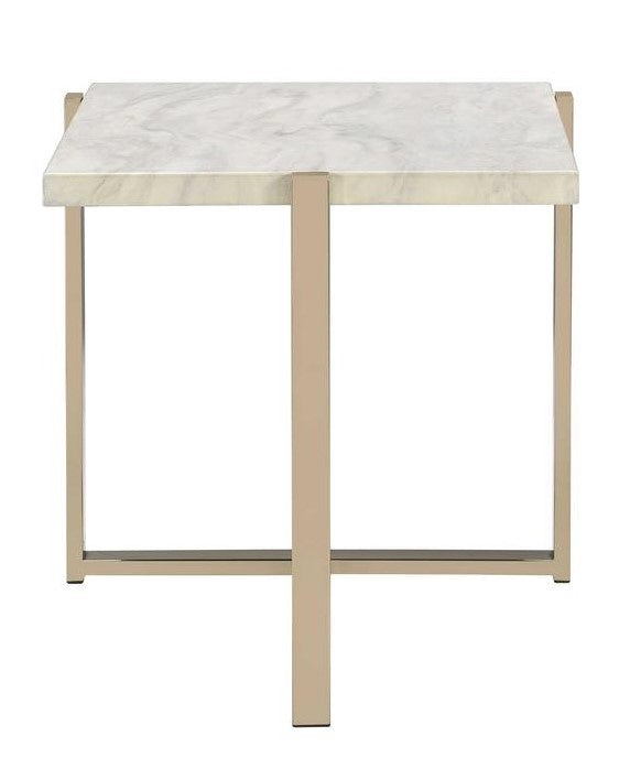 Feit Faux Marble/Gold Finish Metal End Table