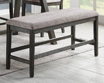 Zavia Grey Fabric/Dark Grey Wood Counter Hight Bench