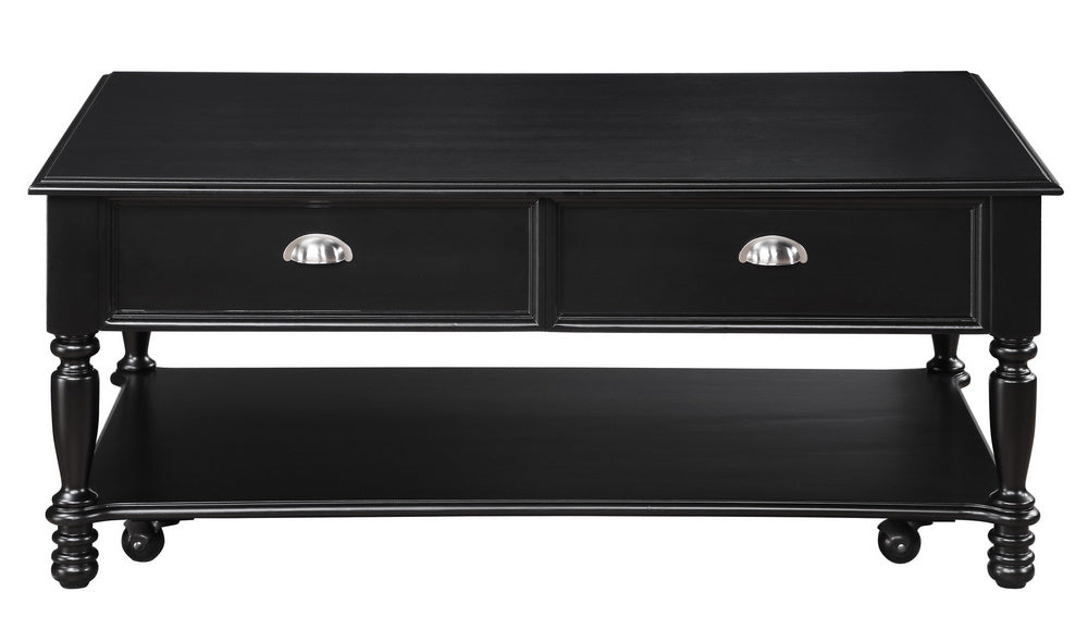 Sanders Black Wood Coffee Table with Lift Top Storage