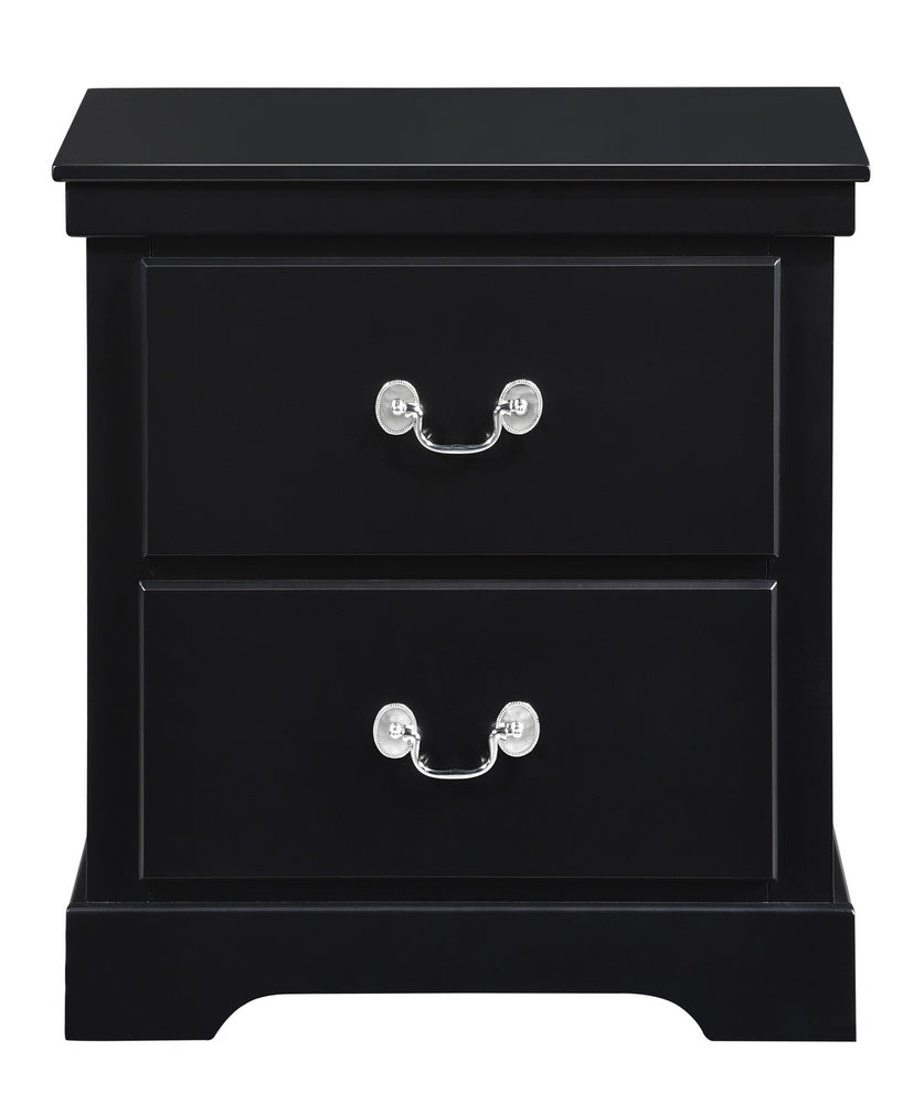 Seabright Black Wood 2-Drawer Nightstand