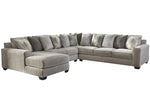 Ardsley 4-Pc Pewter Chenille Fabric LAF Sectional Sofa