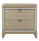 Bijou Champagne Metallic Wood 2-Drawer Nightstand