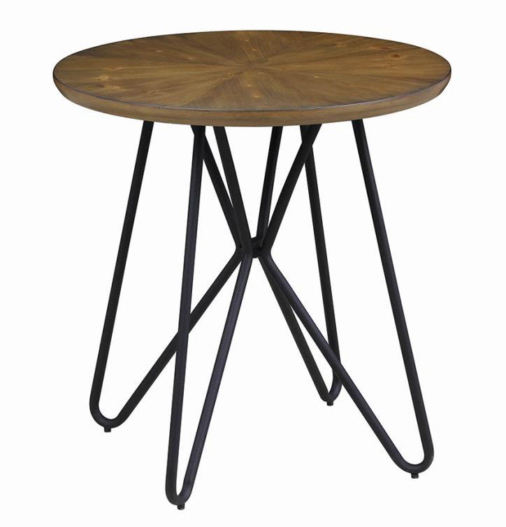 Kaelynn Dark Brown Wood/Black Metal End Table