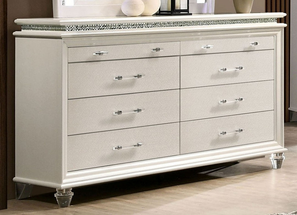 Maddie Pearl White Wood 8-Drawer Dresser