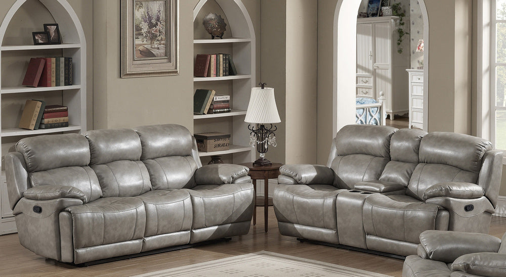 Estella 2-Pc Gray Leather Gel Manual Recliner Sofa Set