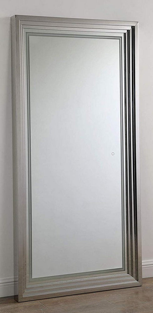 Tina Silver Glass/Metal Frame Floor Mirror