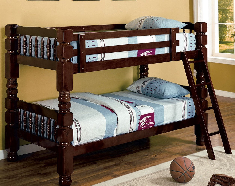 Cornelia Espresso Wood Twin over Twin Jumbo Bunk Bed