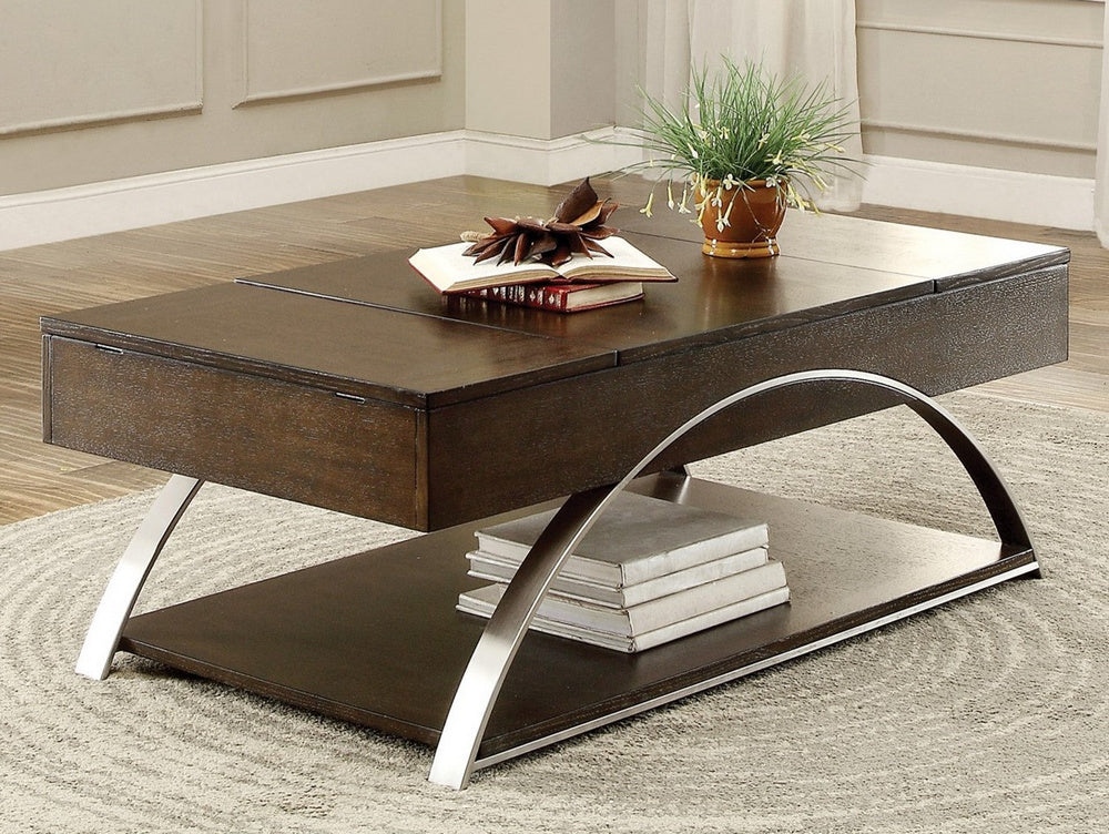 Tioga Espresso Wood Lift-Top Coffee Table