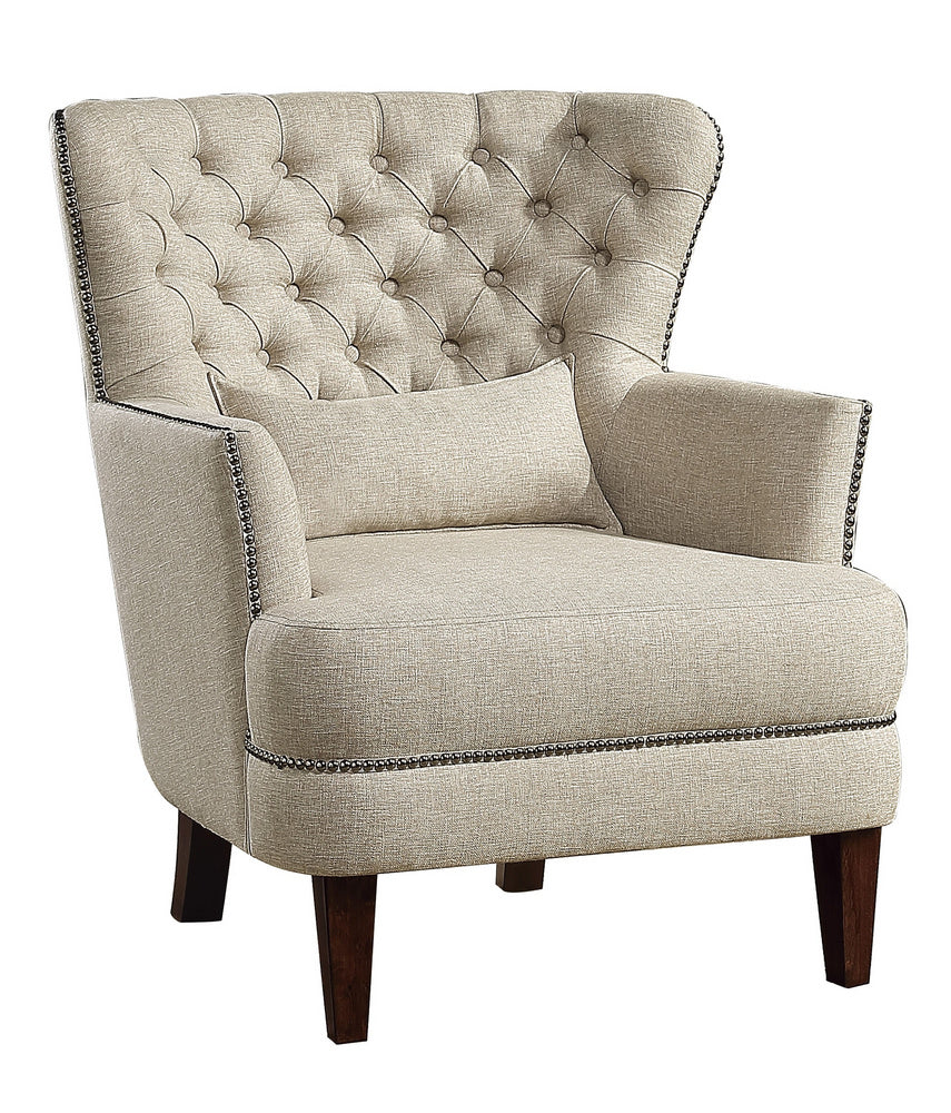 Marriana Beige Fabric Button Tufted Accent Chair