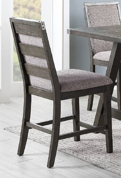 Zavia 2 Grey Fabric/Dark Grey Wood Counter Hight Chairs