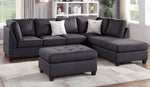 Giorgina Ebony Microfiber Reversible Sectional with Ottoman