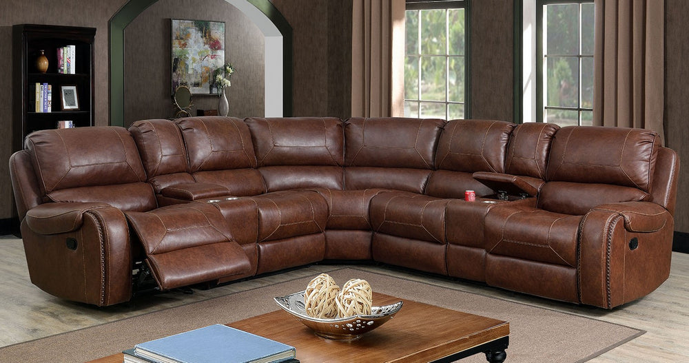 Joanne 3-Pc Brown Manual Recliner Sectional