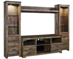 Trinell Rustic Brown Wood Entertainment Center