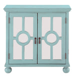 Poppy Antique Aqua Wood Accent Chest with Mirror Inlay