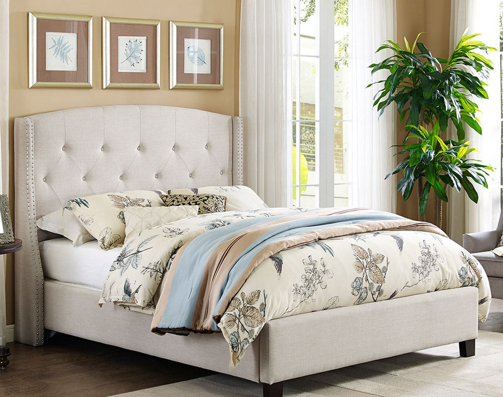 Liviana Beige Linen Upholstered King Bed