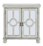 Poppy Antique White Wood Accent Chest with Mirror Inlay