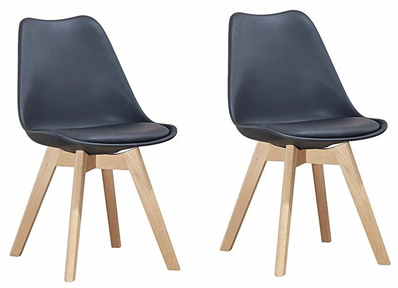 Giselle 2 Black Faux Leather/Wood Side Chairs