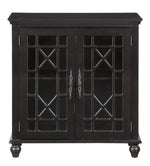 Eliza Antique Black Wood Accent Chest with Glass Inlay