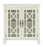 Eliza Antique White Wood Accent Chest with Glass Inlay