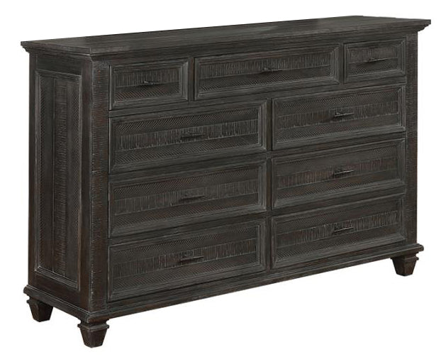 Atascadero Weathered Carbon Wood 9-Drawer Dresser