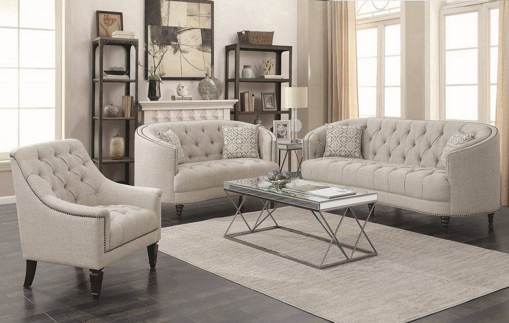 Avonlea 3-Pc Grey Fabric Sofa Set with Accent Pillows