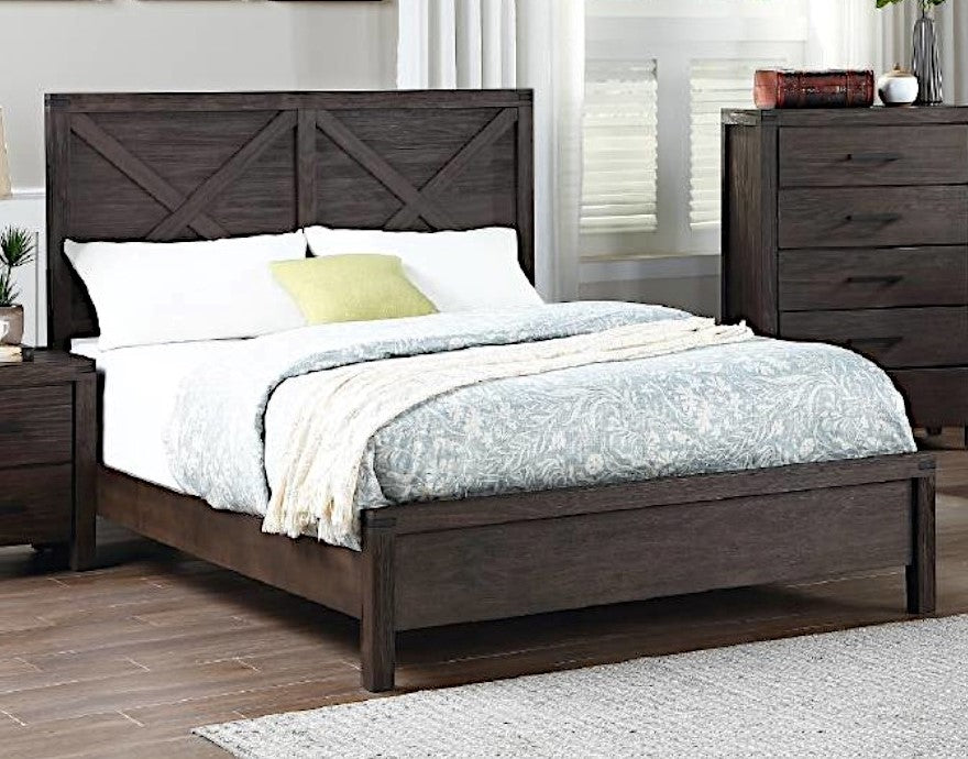 Hayley Dark Brown Wood Queen Bed