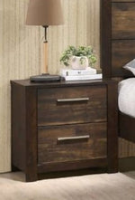 Caris Brown Wood 2-Drawer Nightstand