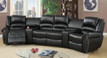 Leelo 5-Pc Black Bonded Leather Power Recliner Sectional