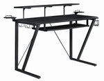 Tech Spec Black Faux Carbon Fiber/Metal Gaming Desk