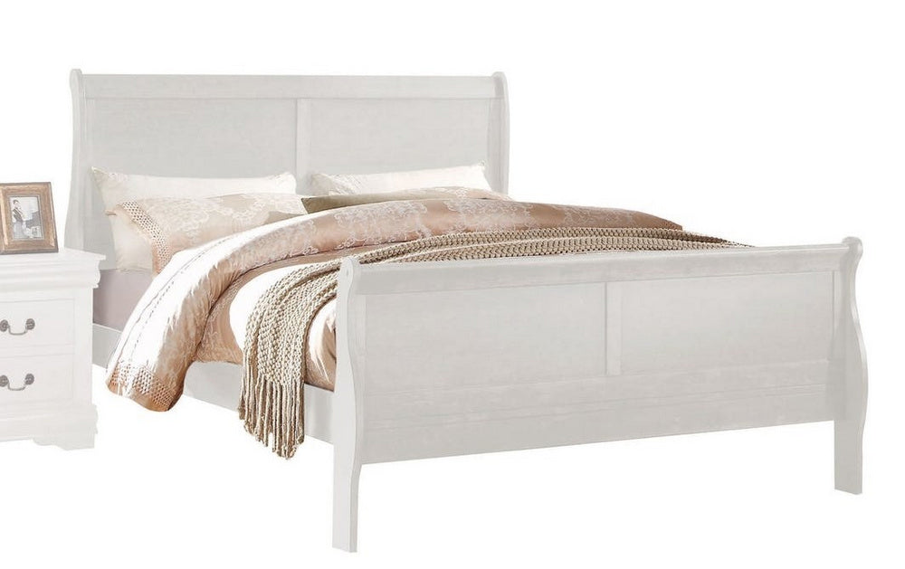 Louis Philippe White Wood Full Sleigh Bed