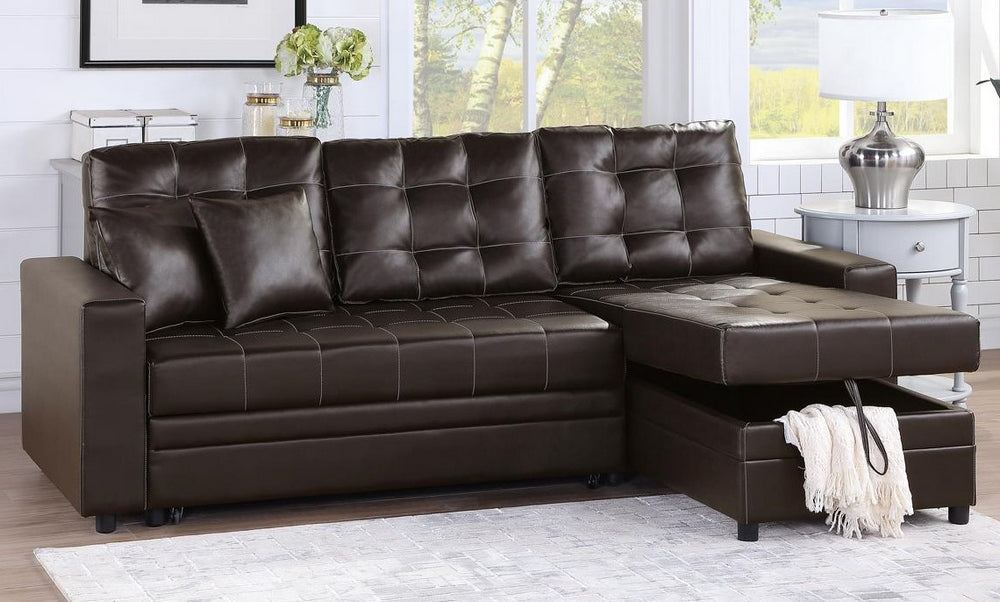 Corrie Espresso Reversible Sectional with Pull-Out Bed