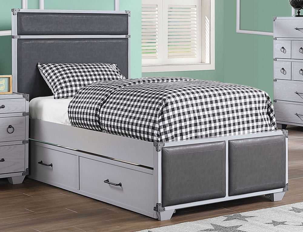 Orchest Gray PU Leather/Wood Full Platform Bed with Trundle