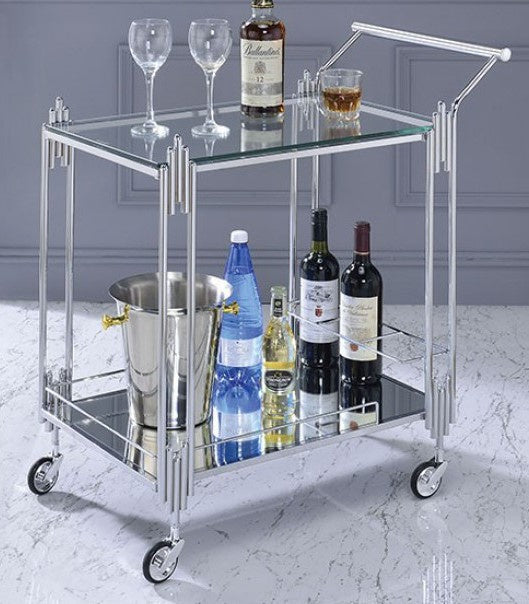 Ebbe Chrome Metal/Glass Serving Cart