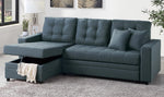 Corrie Blue Grey Reversible Sectional with Pull-Out Bed