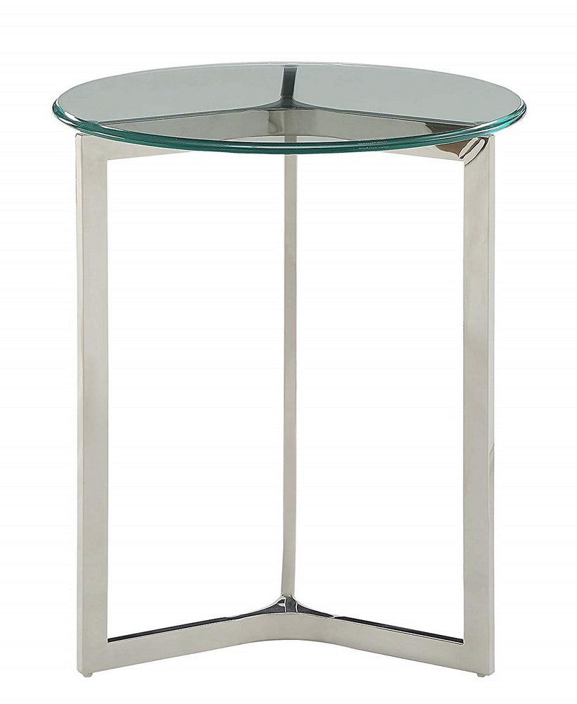 Volusius Clear Glass/Stainless Steel Square End Table