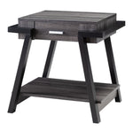 Soline Distressed Grey/Black Wood End Table with Shelf