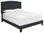 Adelloni Charcoal Fabric King Platform Bed with Button Tufted Headboard