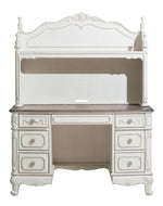 Cinderella Antique White Wood Writing Desk with Hutch