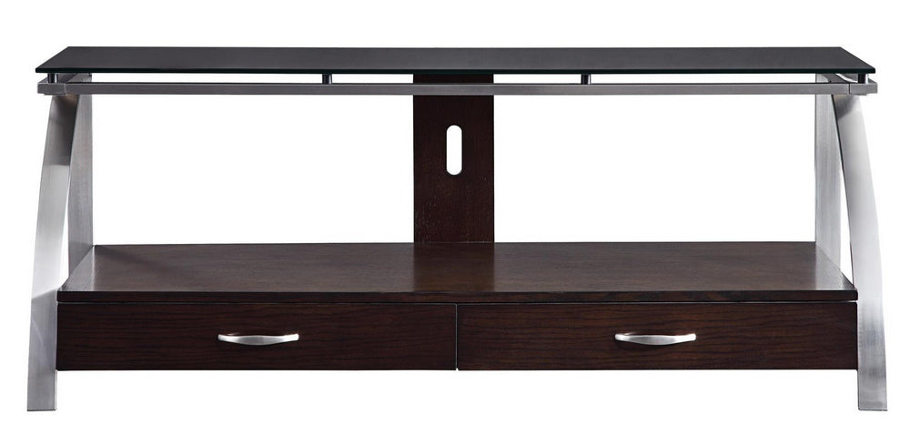 Tioga Espresso Wood/Black Glass TV Stand