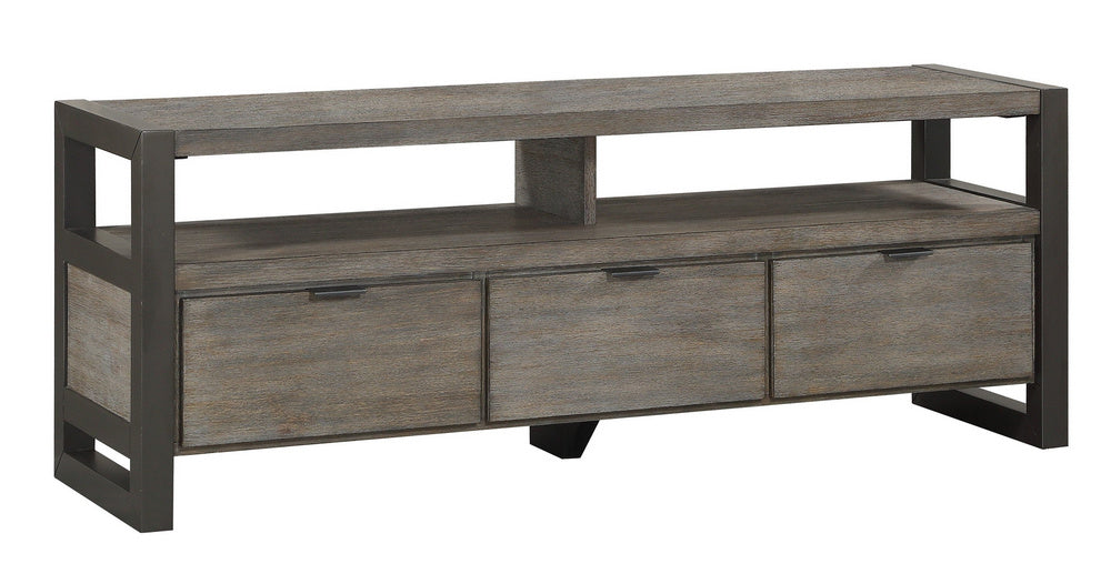 Prudhoe Brown Wood/Metal 3-Drawer TV Stand