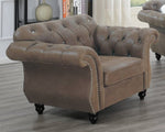 Raquel Dark Coffee Breathable Leatherette Tufted Chair