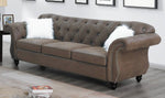 Raquel Dark Coffee Breathable Leatherette Tufted Sofa