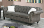 Raquel Slate Grey Breathable Leatherette Tufted Sofa