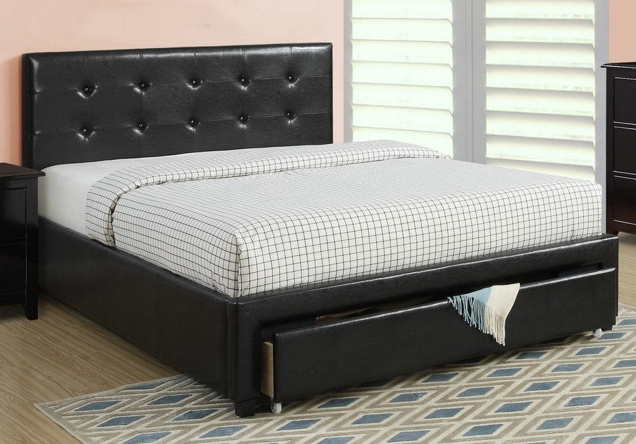 Carla Black Faux Leather Full Platform Storage Bed