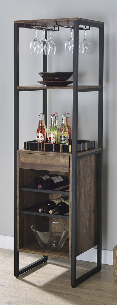 Narik Weathered Oak Wood/Metal Wine Rack