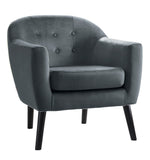 Quill Gray Velvet Button Tufted Accent Chair